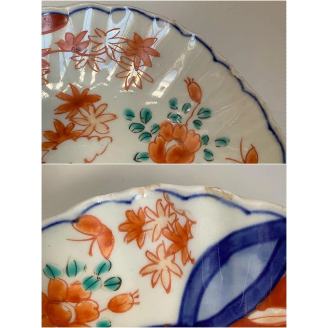 Antique Mid 19th Early Meiji Period Japanese Imari Oval Dish Charger Scalloped Rim For Sale - Image 11 of 13