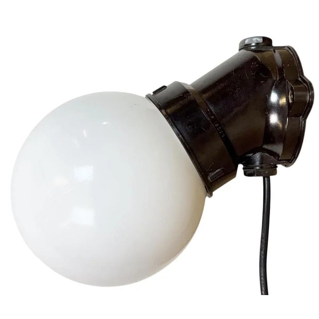 Vintage Brown Bakelite Wall Light with Milk Glass, 1970s For Sale - Image 10 of 10