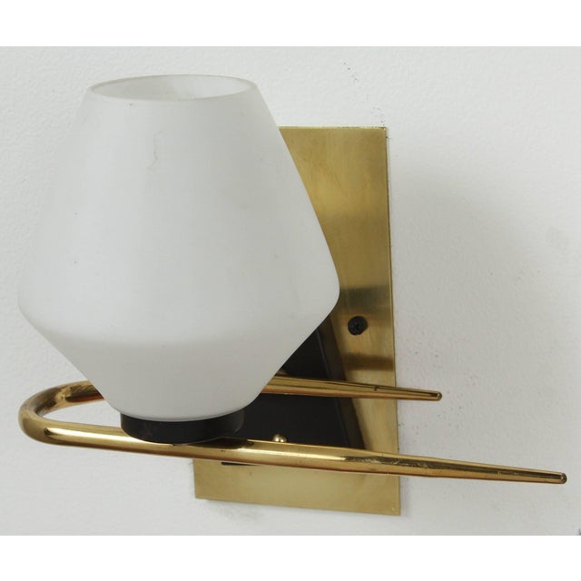 Mid-Century French Sconces With Original Glass Shades - a Pair For Sale - Image 4 of 7