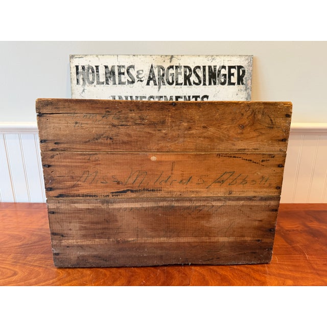 Brown Antique Jelke "Good Luck" Margarine Advertising Wooden Crate – Primitive Country Store Box With Original Illinois Tax Labels For Sale - Image 8 of 14
