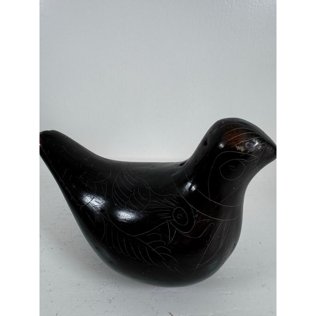 Pair of Vintage Mexican Black Clay Bird Sculptures, Mid-Century Folk Art For Sale - Image 12 of 12