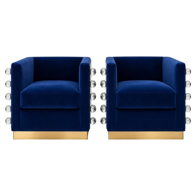 Blue Velvet Lounge Chairs from Justfurnituress, Set of 2 For Sale - Image 10 of 10