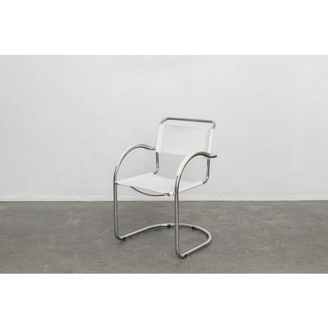 Bauhaus White Leather and Chrome Cantilever Chair, Italy, 1970s For Sale - Image 6 of 6