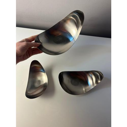 Silver Leaf Serving Bowls by Helle Damkjær for Georg Jensen, Set of 3 For Sale - Image 8 of 11