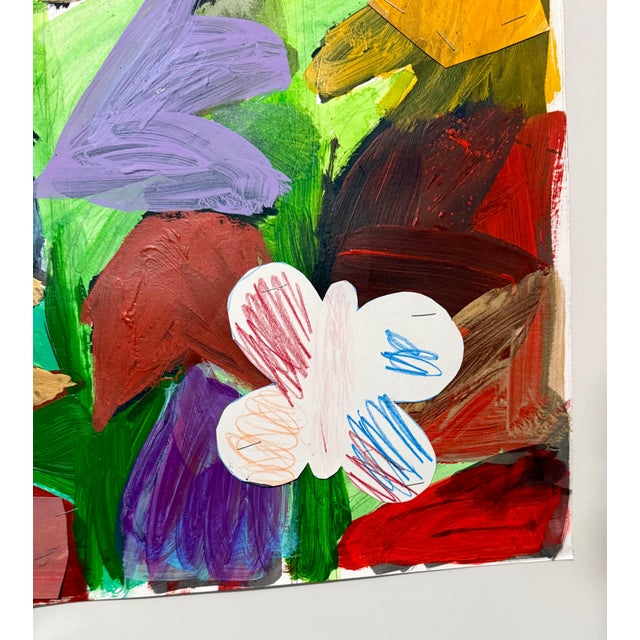 Jim Drain, Colorful Mixed Media Collage Painting Miami Artist Jim Drain Abstract Flowers For Sale - Image 11 of 15