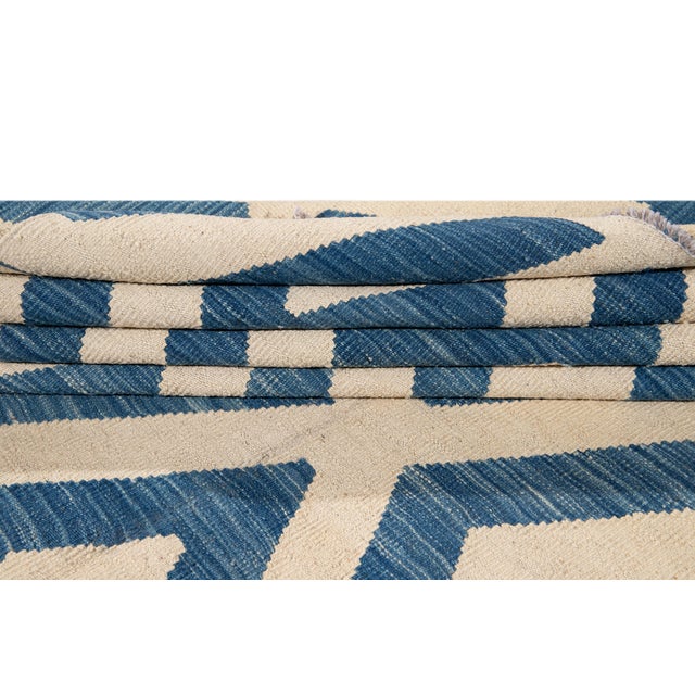 Doris Leslie Blau Vintage Geometric Light Beige Hand-Knotted Wool Rug For Sale - Image 14 of 17