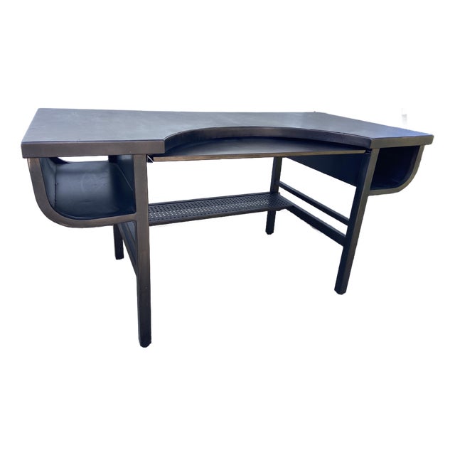 Restoration Hardware French Factory Industrial Metal Desk With Patina For Sale