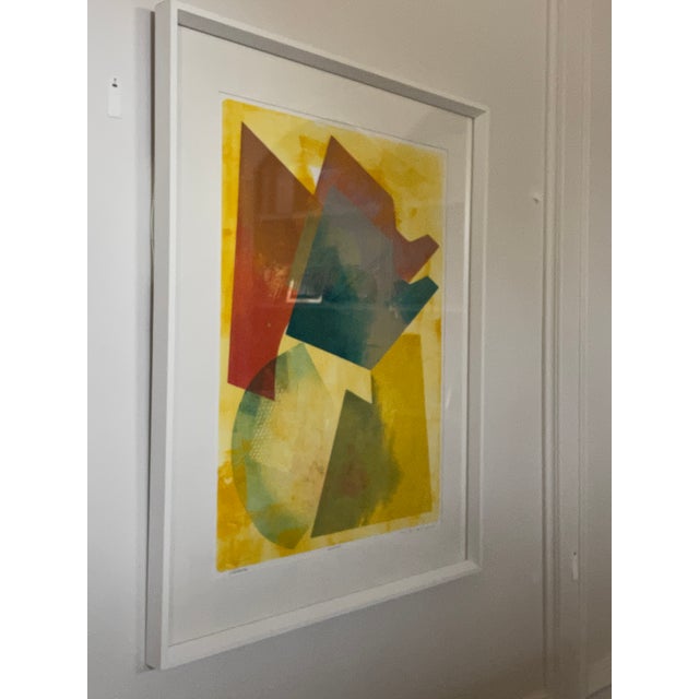 A striking original monoprint by contemporary artist David Mac Innes, titled Clockwise and dated November 4, 2004. This...