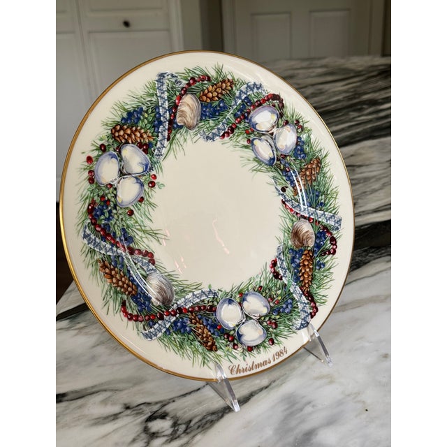 Blue 1984 Lenox Colonial Christmas Wreath Issue Rhode Island For Sale - Image 8 of 11