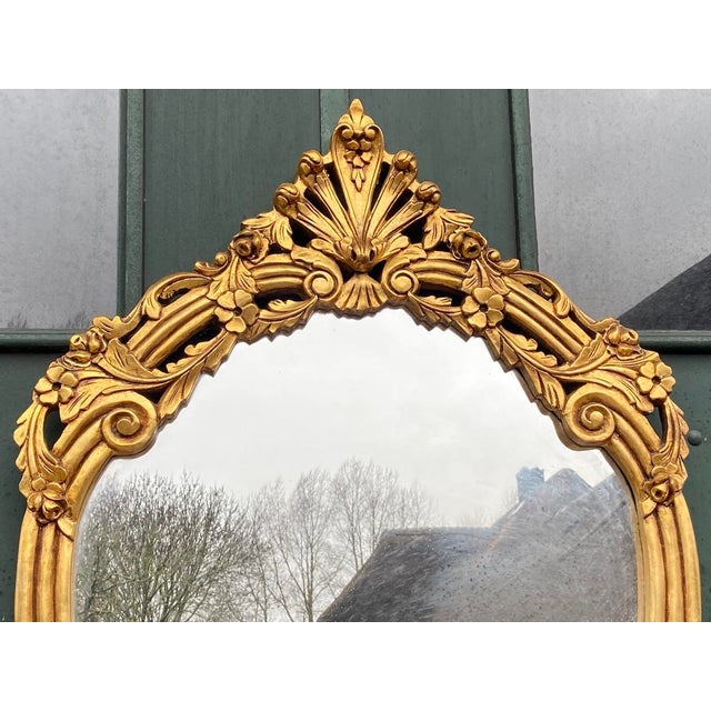 Rococo 1900s European Rococo Gold Beech Console Wall Mirror - 1 Pc For Sale - Image 3 of 16