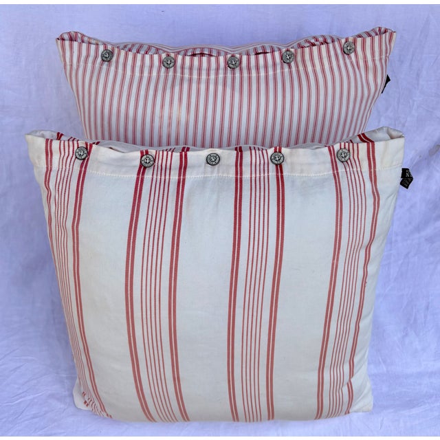 Lauren Ralph Lauren Red Stripe Pillow Covers With Inserts- Set of Two For Sale In Palm Springs - Image 6 of 9