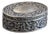 Vintage Silver-Plated Oval Jewelry Box With Blue Velvet Lining & Ornate Foliate Relief For Sale