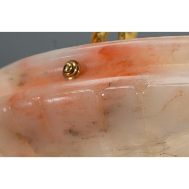 Art Deco French Pink and Gray Alabaster and Bronze Pendant Light, 1920s For Sale - Image 18 of 18