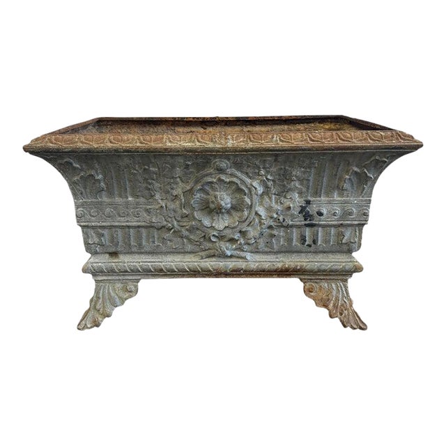 Antique French Cast Iron Jardinière Planter, Louis XVI Style, 1880 For Sale