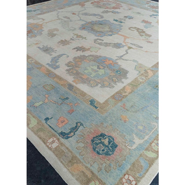 Blue Turkish Oushak Square Rug 13'5" x 14'3" #20430 For Sale - Image 8 of 8