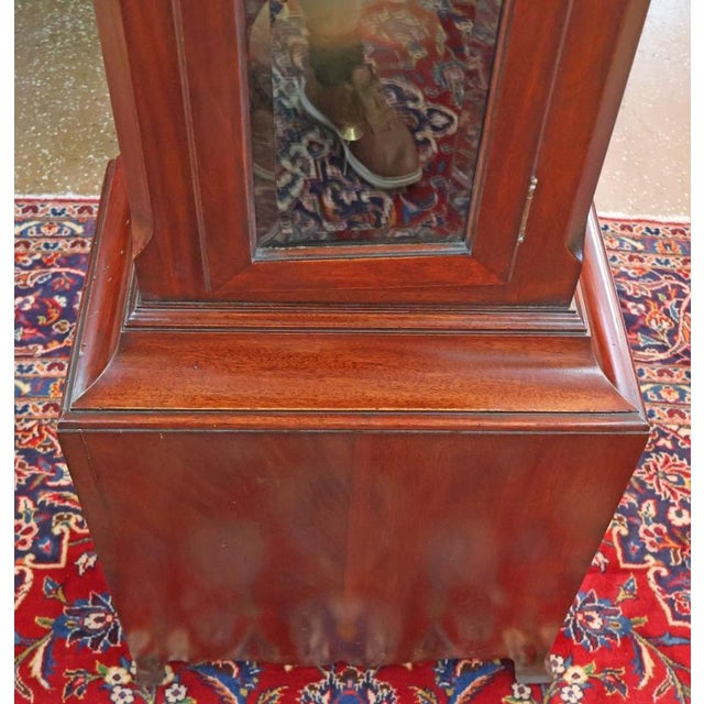 Wood Early 20th Century Mahogany Two Weight Herschede Tall Case Grandfather Clock For Sale - Image 7 of 16