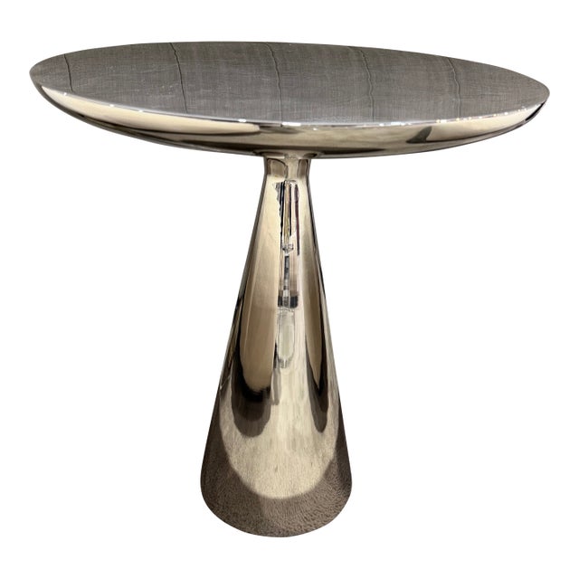 Restoration Hardware Stainless Steel Side Table For Sale