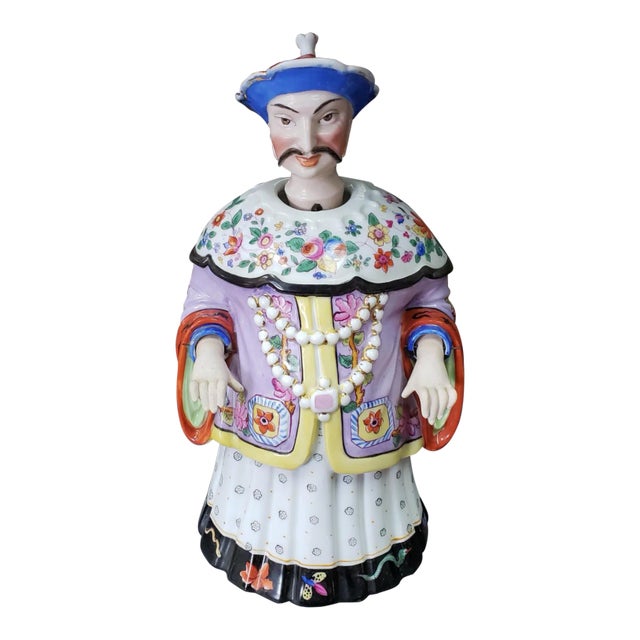 Late 19th Century German Chinoiserie Porcelain Chinese Emperor Yongzheng Nodder For Sale