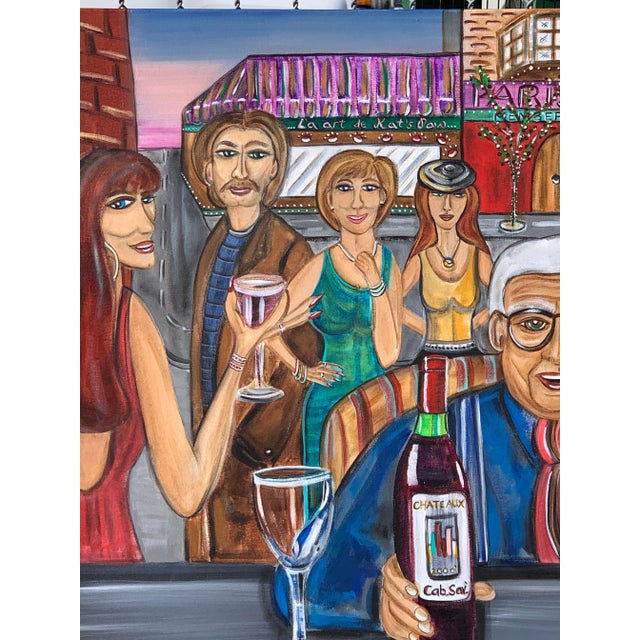 French French Bar Scene Painitng For Sale - Image 3 of 11