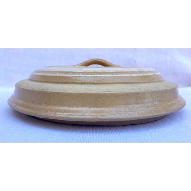Sculpture Materials Turn of the 20th Century Banded Yelloware Covered Bowl For Sale - Image 7 of 9
