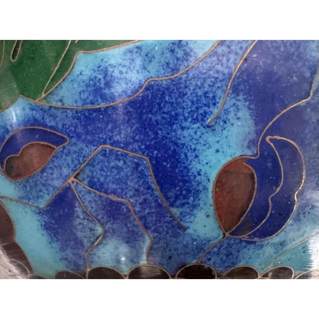 Extra-Large Mid-Century Chinese Cloisonné Ginger Jar/Urn With Chrysanthemum and Plum Flowers For Sale - Image 9 of 9