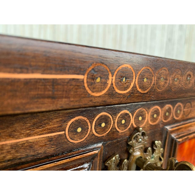 20th Italian Cabinet on Stand, Baroque Bargueno with Inlays & Mounts For Sale - Image 9 of 18