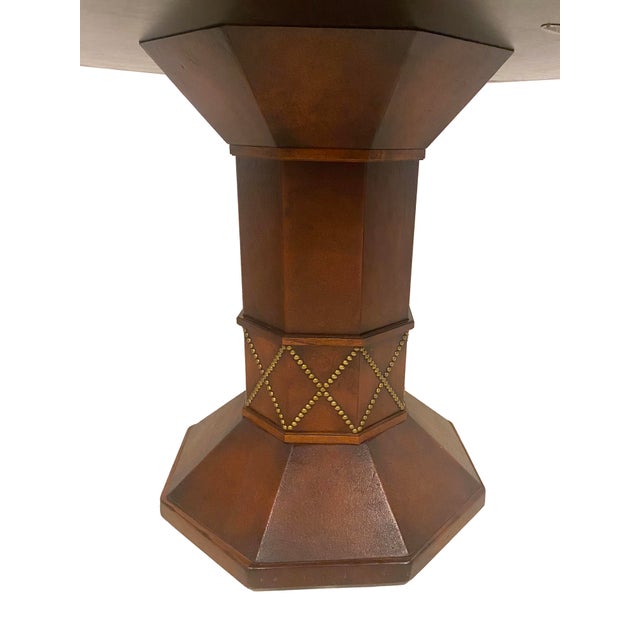 Wood Octagonal Leather Game Table For Sale - Image 7 of 7