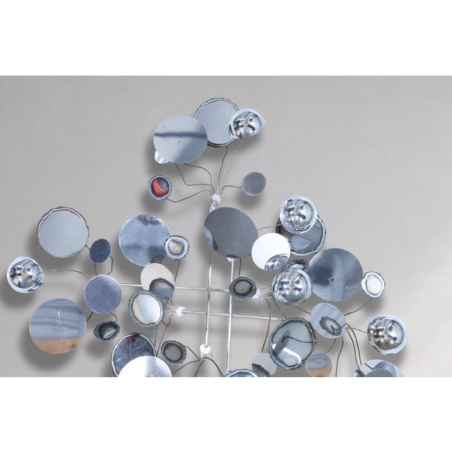 Curtis Jere Mid-Century “Raindrops” Chrome Wall Sculpture by Curtis Jere, Signed For Sale - Image 4 of 11