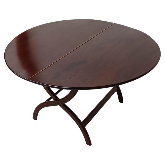Danish Circular Handcrafted Foldable Mahogany Coffee Table, 1960s For Sale - Image 11 of 11