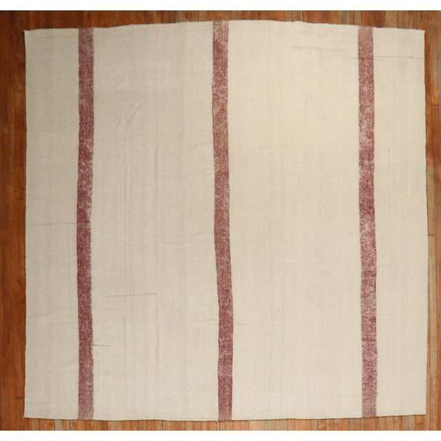 Brown Vintage Square Room Size Turkish Kilim For Sale - Image 8 of 18