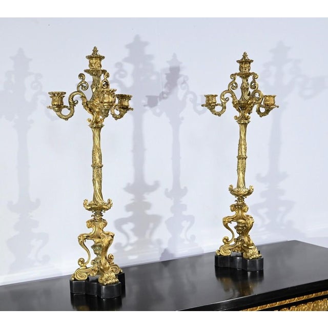 Restauration Gilded Bronze Candelabras, Early 19th Century, Set of 2 For Sale - Image 3 of 18