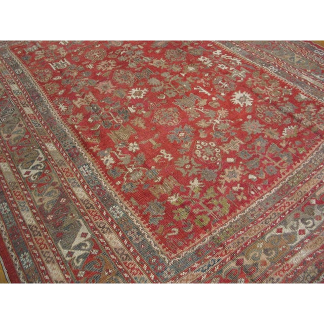 Red Soft Rustic Red Antique Tribal Allover Design Antique Turkish Ghiordes Oushak Rug For Sale - Image 8 of 12