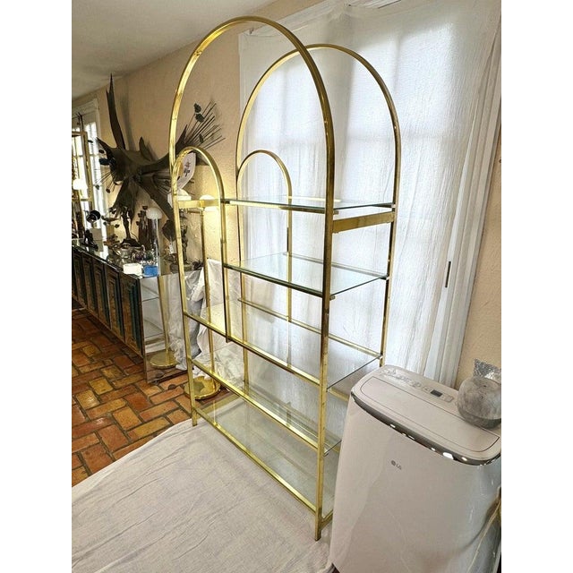 1970s Mid Century Modern Brass Etagere For Sale In New York - Image 6 of 14