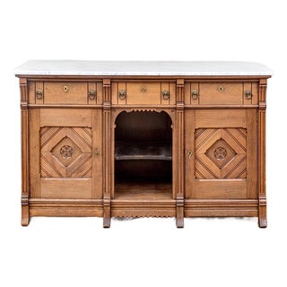 Antique Marble Top Walnut Sideboard | Ca. 1870 For Sale