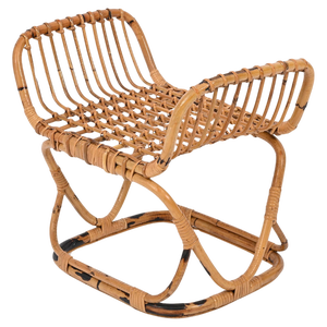 Italian Rattan and Wicker Pouf, 1960s