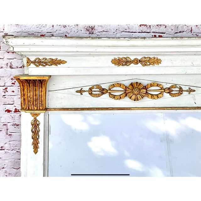 French Neoclassical White Painted and Parcel Gilt Pier Mirrors - A Pair For Sale - Image 11 of 12