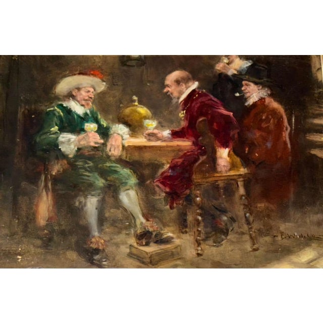Figurative Signed Oil on Panel – Dutch Golden Age Manner Tavern Scene, 19th Century. For Sale - Image 3 of 15