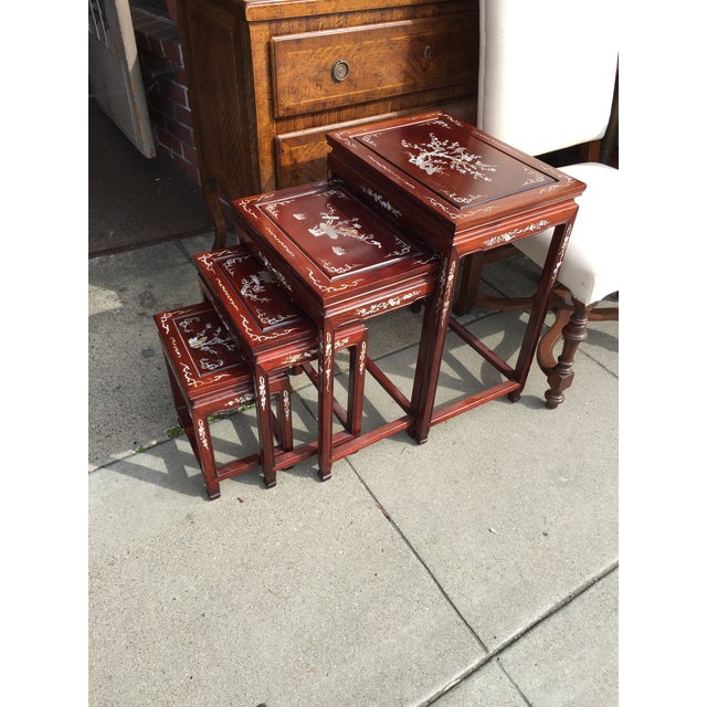 Vintage Chinese Rosewood Nesting Tables Set of 4 Chairish