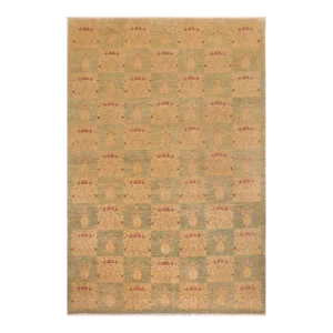 Bohemien Ziegler Blue Beige Hand-Knotted Wool Rug - 10'1'' X 13'1''