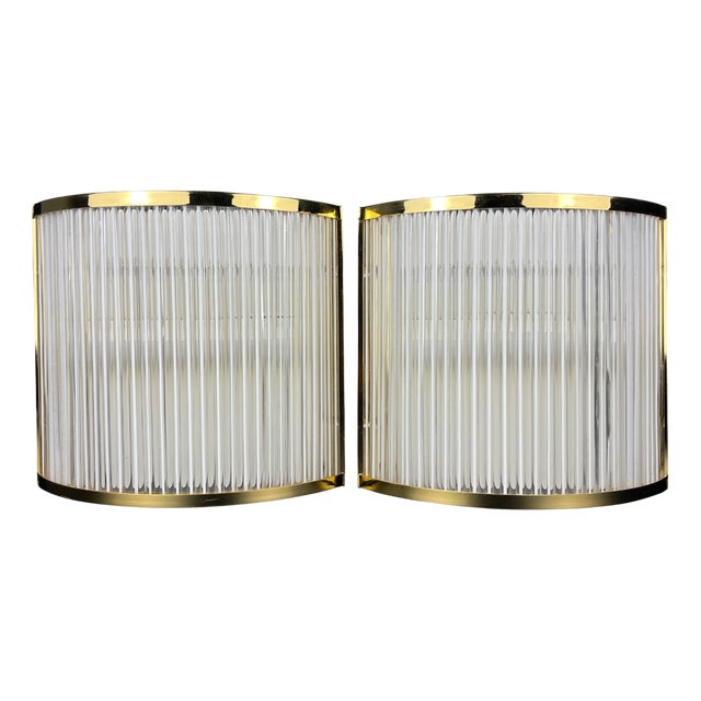 Art Deco Murano Wall Lamps by De Majo, Italy, 1970s , Set of 2 For Sale