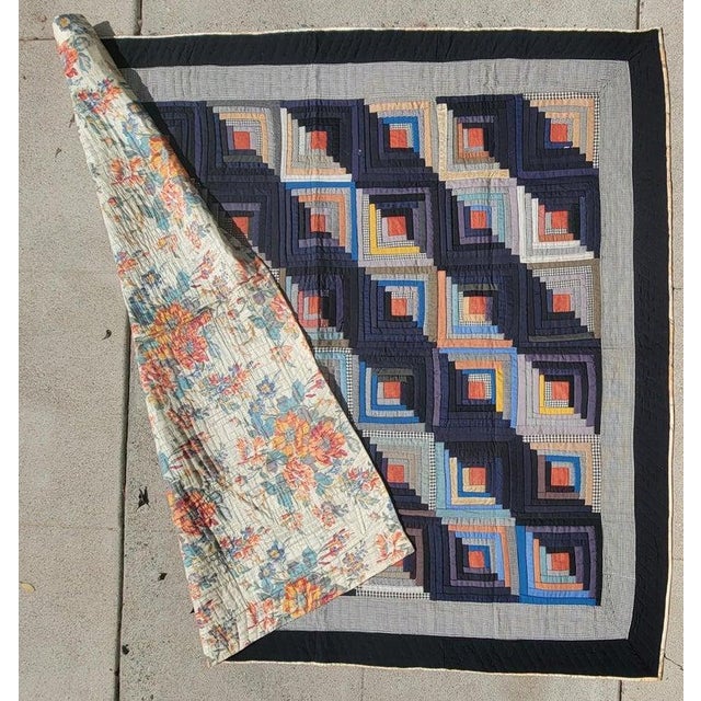 Folk Art 19th C Log Cabin Barn Raising Quilt For Sale - Image 3 of 6
