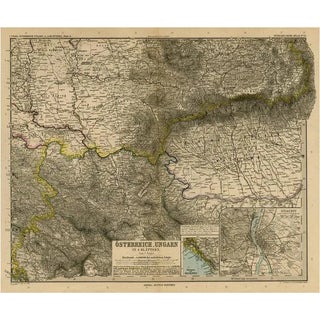 Antique Map of Eastern Europe, 1890 For Sale