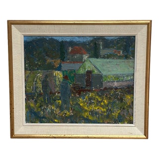 Svän Grandin, Farm, 1960s, Oil on Panel, Framed For Sale