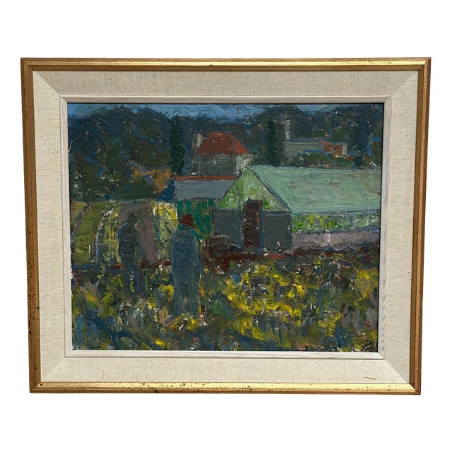 Svän Grandin, Farm, 1960s, Oil on Panel, Framed For Sale