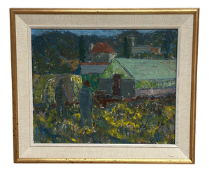 Svän Grandin, Farm, 1960s, Oil on Panel, Framed
