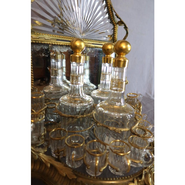 Gilt Bronze and Crystal Liquor Cabinet, 19th Century, Set of 19 For Sale - Image 4 of 12