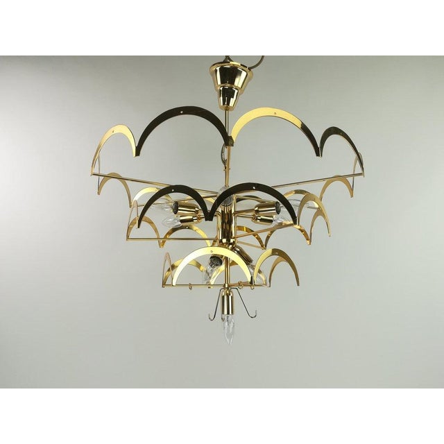Gold Five-Tier Glass Chandelier from Vistosi, 1970s For Sale - Image 8 of 11