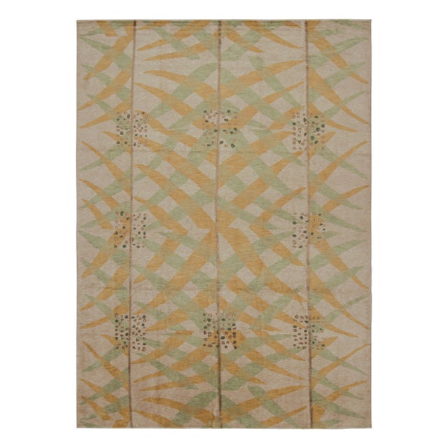 Gold 2010s Rug & Kilim’s Scandinavian Style Rug With Gold and Green Geometric Patterns For Sale - Image 8 of 8