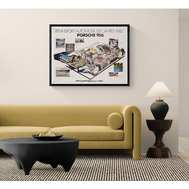 The Piece This original 1982 cutaway poster showcases the legendary Porsche 956, a masterpiece of motorsport engineering....