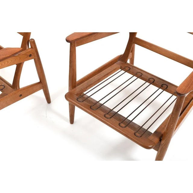 Early Danish Easychairs in Oak and Teak, 1950s, Set of 2 For Sale - Image 11 of 13